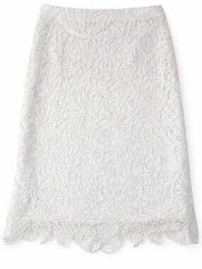 Calvin Klein White Lace Skirt Small Scalloped Hem Dressy Feminine